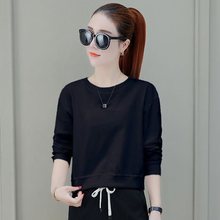 短款卫衣女宽松新款长袖白色打底衫女小个子洋气外穿春秋上衣女