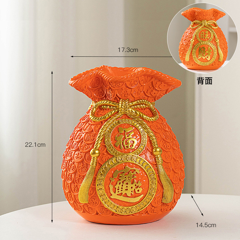 Chino suerte bolsa florero resina decoración casa fortuna significado bolsa de ahorro de la sala de TV decoración del gabinete