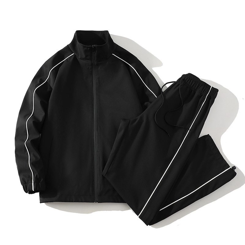 Primavera y otoño juego deportivo casual hombre chaqueta de cuello al aire libre pantalón recto hombre personalizado dos piezas de ropa deportiva transfronteriza