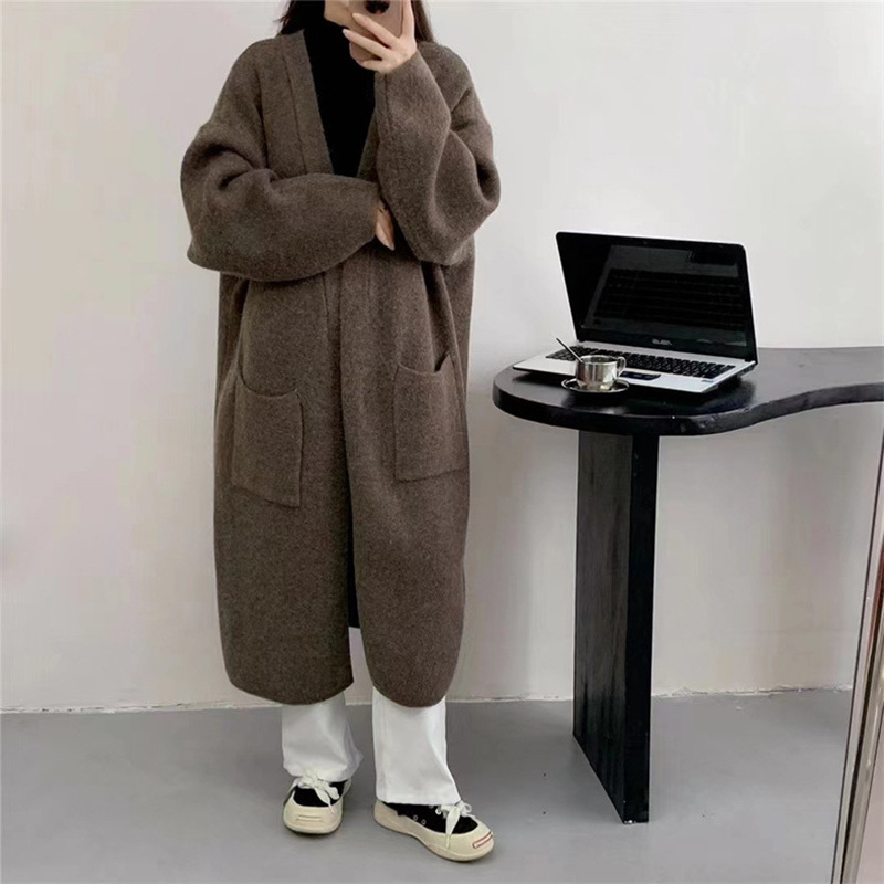 Loose Fit Type Solid Color Pattern Wholesale Women's Casual Classic Style Solid Color Long Sleeve Sweaters & Cardigans