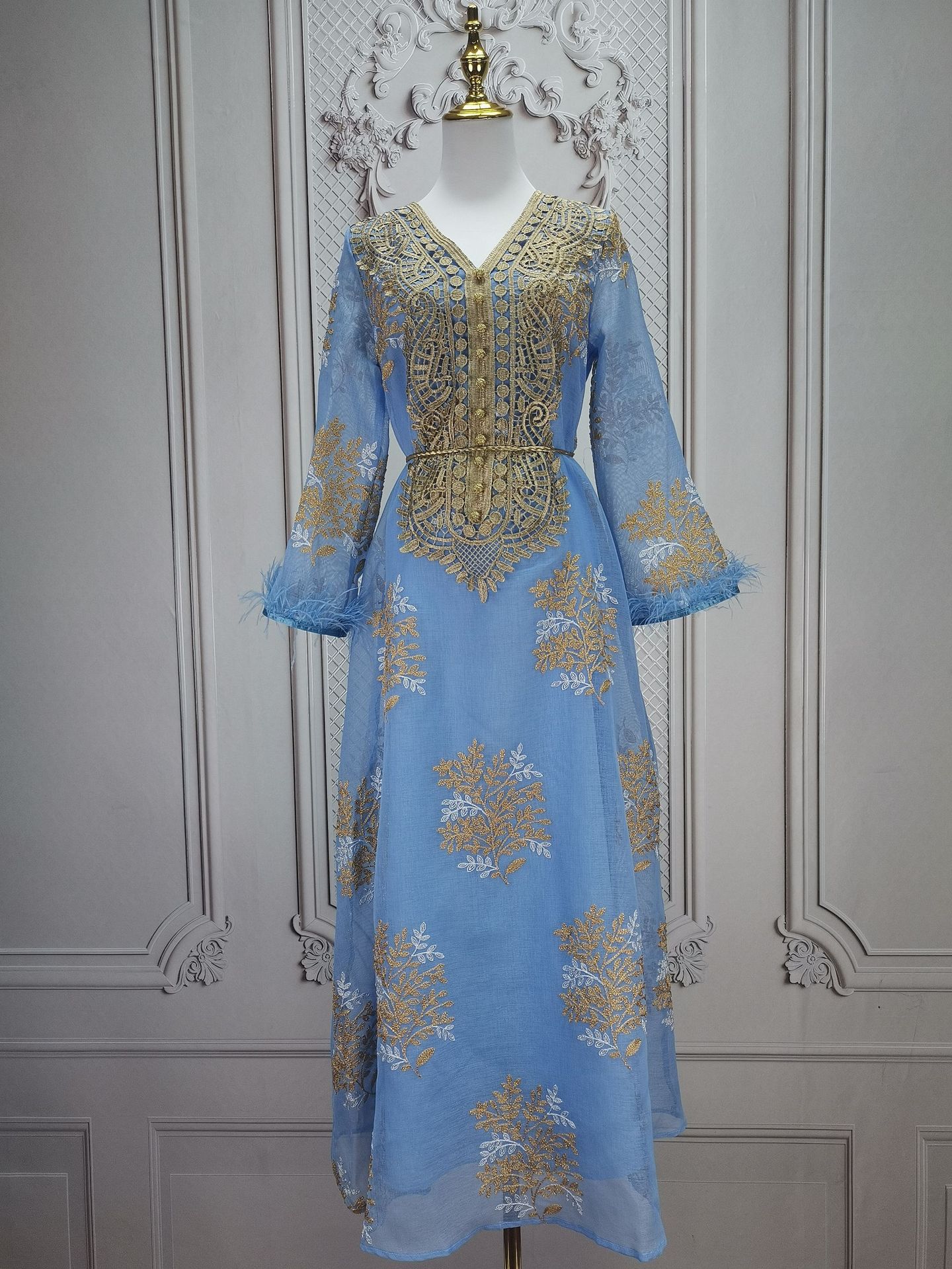 Damenbekleidung Bestickte muslimische Roben Arabische Kleidung Kleider_voghion.com