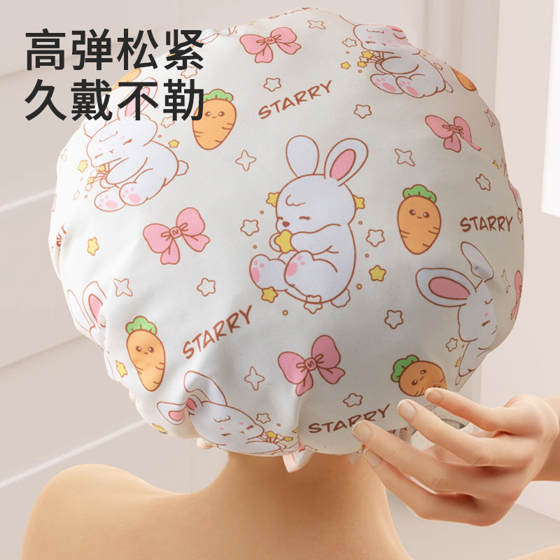 双层浴帽女防水洗澡家用防油烟头套女童干发膜专用沐浴帽2025新款|undefined