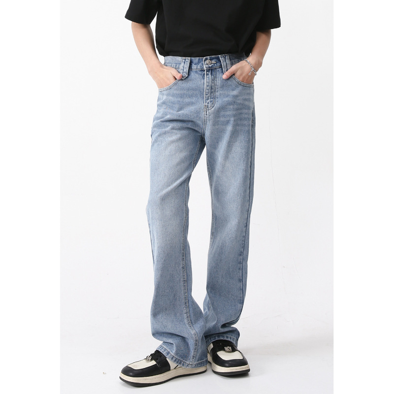 Mtlclothes Men's Clothing | Korean Style Basic Simple Flared Slim Fit Retro Korean Style Elastic Waist Denim Pants Mtlclothes Men's Clothing | Korean Style Basic Simple Flared Slim Fit Retro Korean Style Elastic Waist Denim Pants