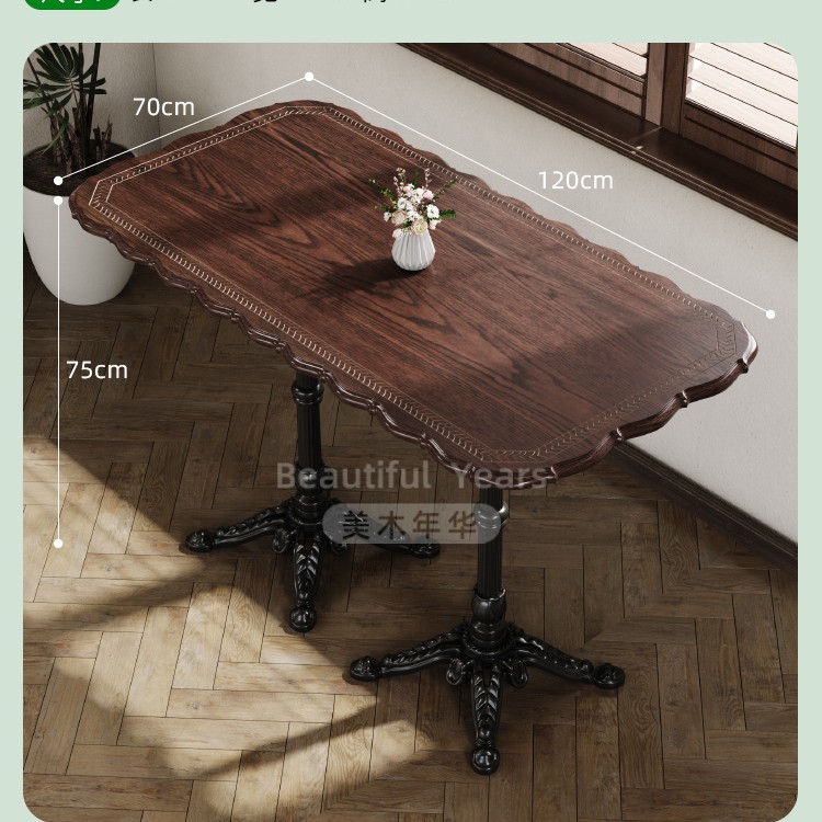 Mesa y silla de cafetería americana retro francesa panadería de comida ligera dulces tienda de azúcar y agua bistrona mesa de madera maciza image 52