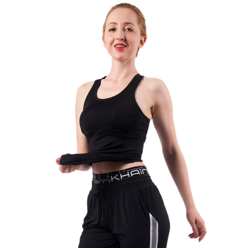Women's summer black I-shaped quick-drying vest training running back sports vest with chest pad yoga clothing