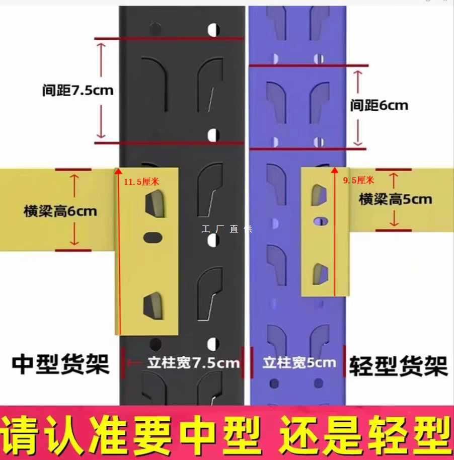 4TF1货架立柱腿蓝色白色金属配件轻型中型家用钢铁架子拆装零部件