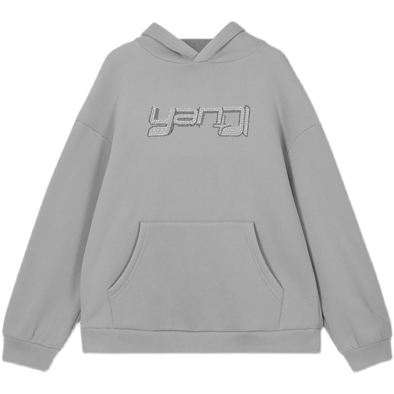 Fashion Letter Hot Rhinestone Hooded Sweatshirt 4