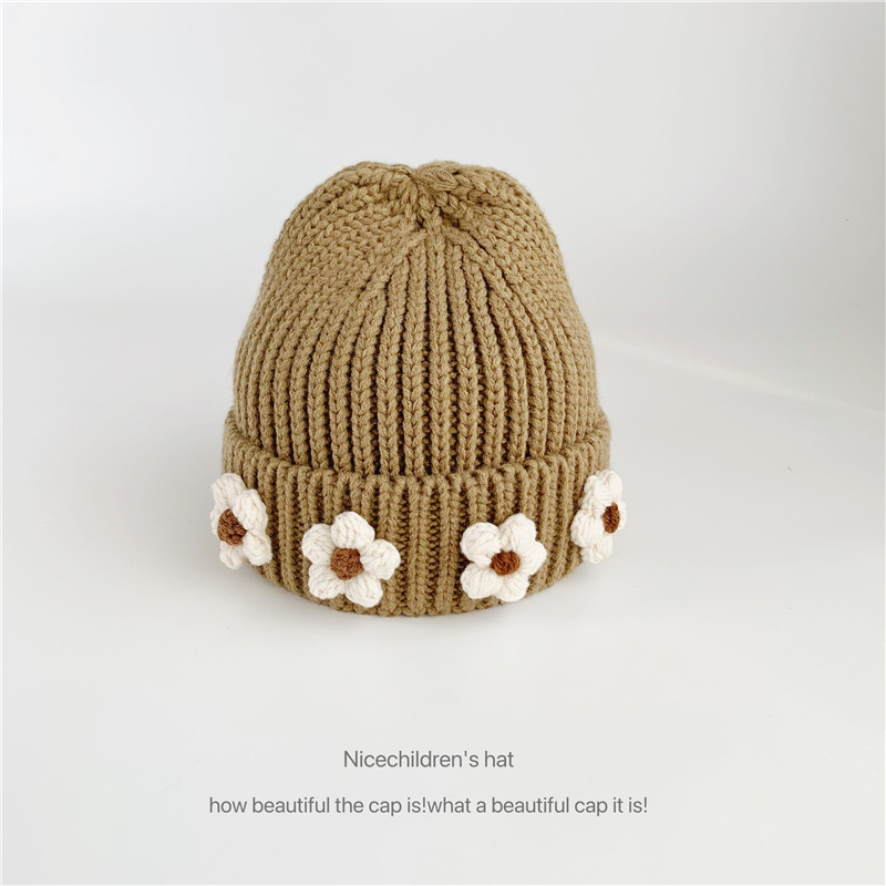 Unisex Flower knitted hat ins style women's fall everything autumn winter parent-child warm woolen hat_voghion.com