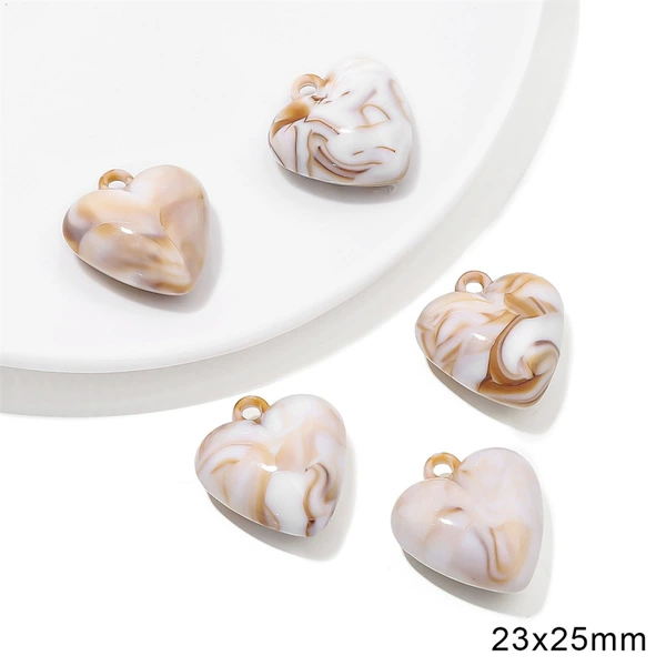 ↬↬↬Small love 23x25mm, hole diameter about 2.5mm, brown color, 10 pieces/pack (about 35g)↫↫↫