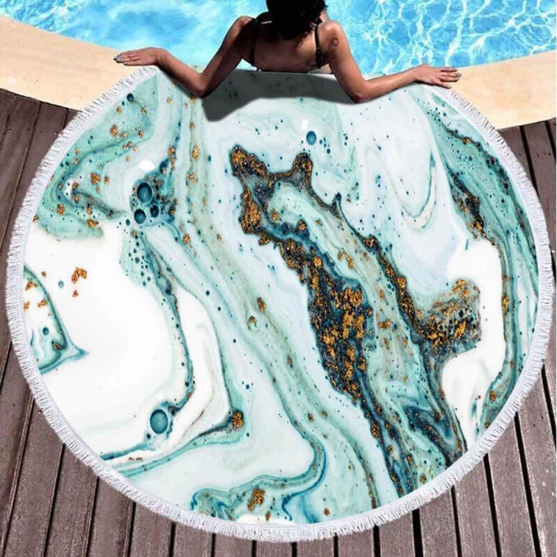 Beach bath towel, fast drying beach bath towel Oriental style luxury art marble paper natural pattern pumping