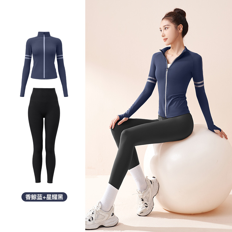 Juyitang otoño yoga traje de secado rápido transpirable medias deportivas carta impresión corriendo traje deportivo