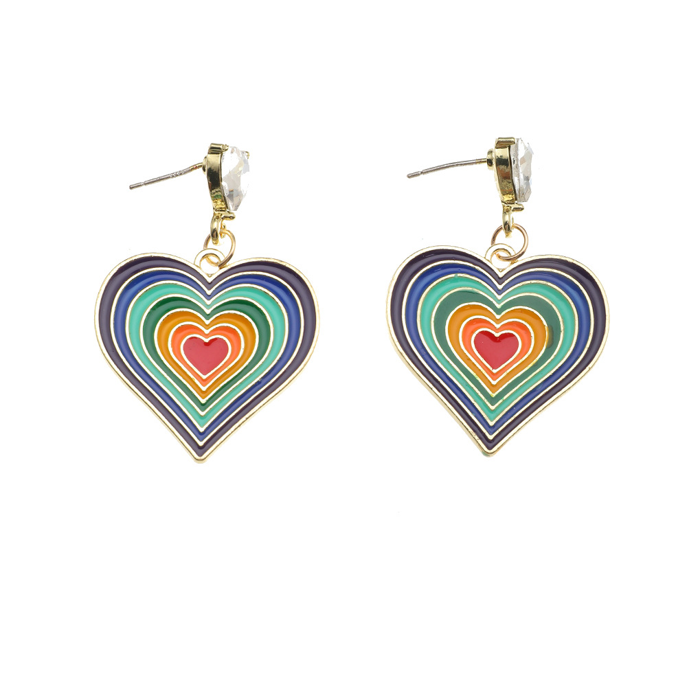 Rainbow love earrings retro alloy drop nectarine heart girl earringspicture7