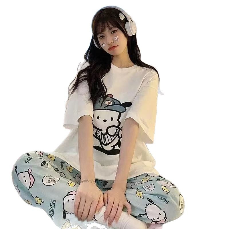 Pijamas de mujer dibujos animados para perro Pacha fuera de la ropa de cama anti-mosquitos pijamas largos primavera / otoño / verano relajado casero dos piezas