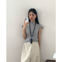 【秋季特价】秋季新款短袖T恤针织衫女高领羊毛宽松上衣65446