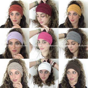 Spring and summer new solid color hairband fashionable knot elastic wide-edged sports hairband European and American cross-border hairband women wholesale