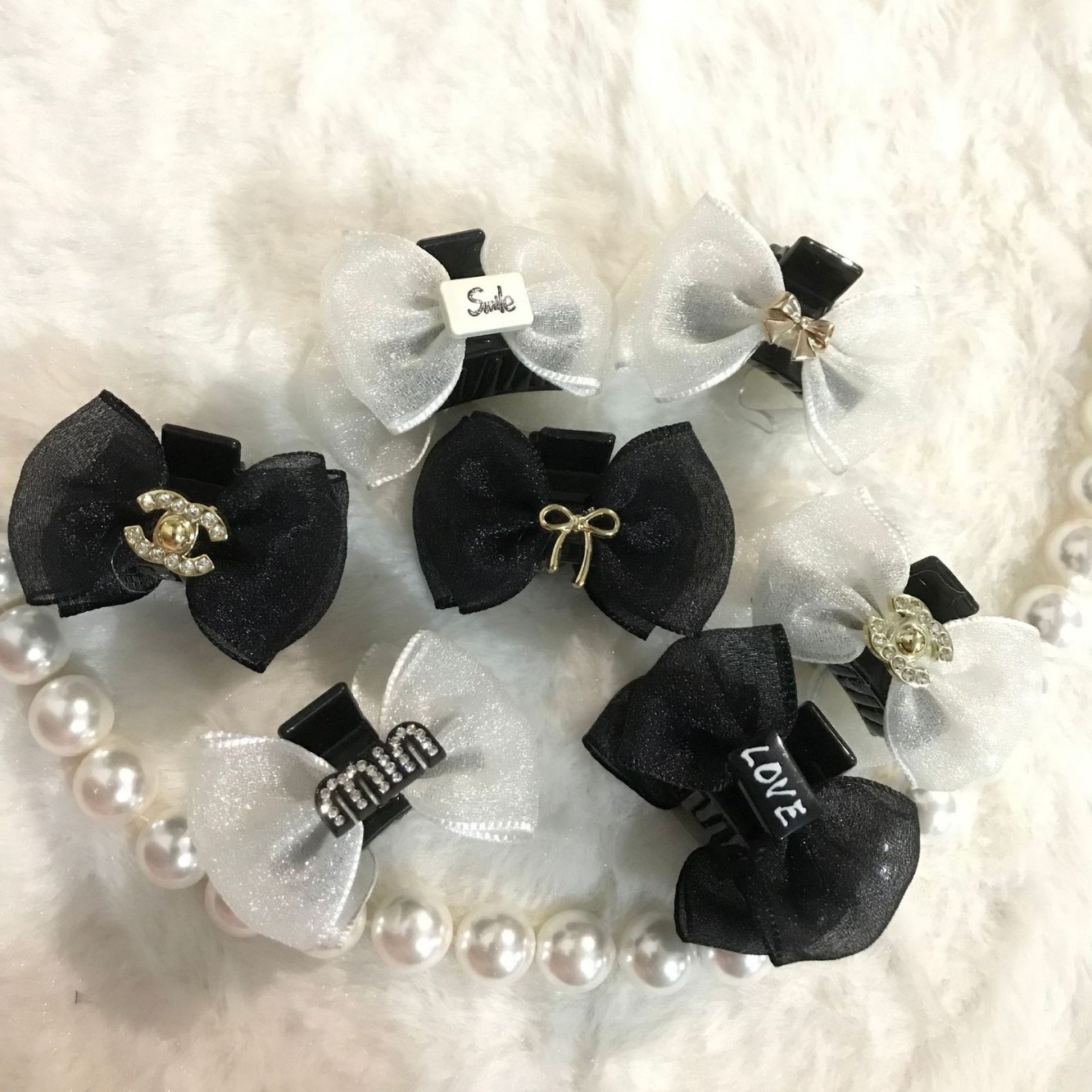 新款蝴蝶結雙面黑色髮夾邊夾高馬尾小抓夾前額劉海發量少夾子頭飾