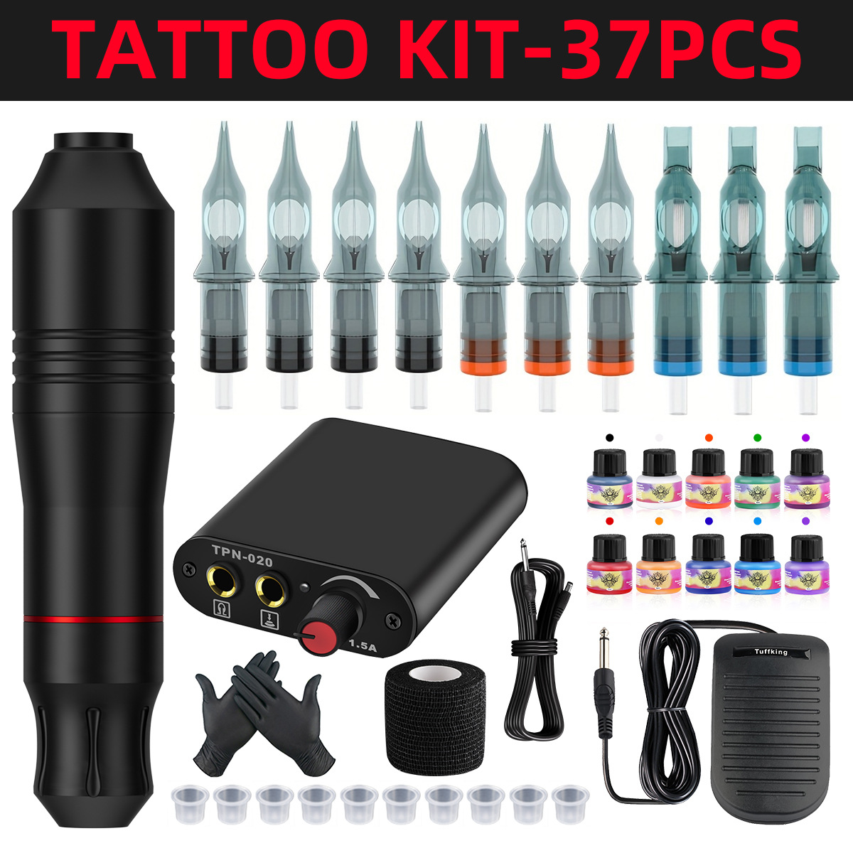 Conjunto completo popular transfronterizo de equipo de tatuaje profesional traje de tatuaje Motor de tatuaje máquina todo en uno traje de combinación de máquina de Estudiante