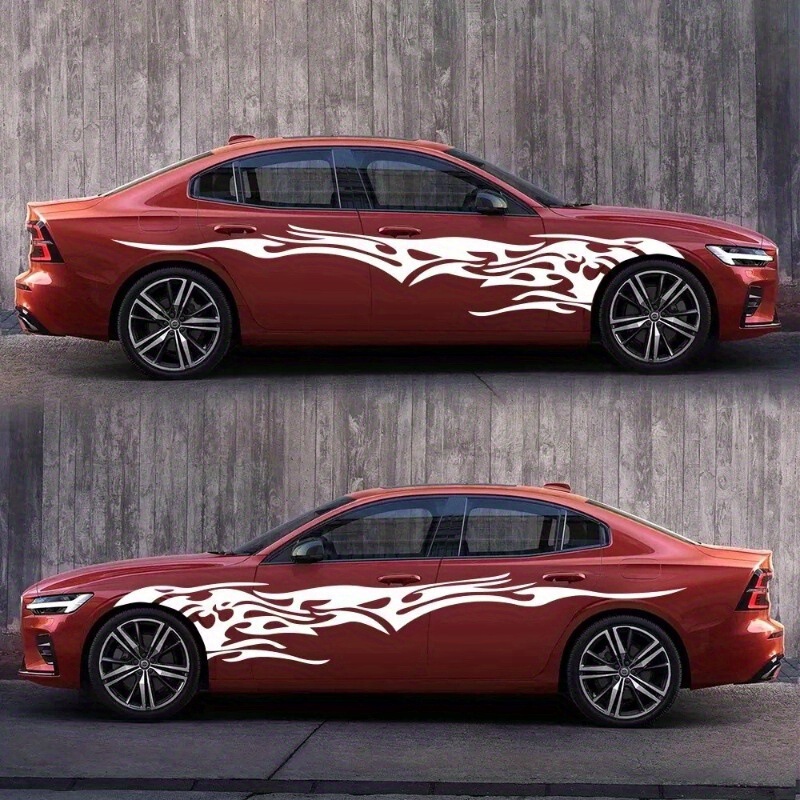 Cross-Border Temu Amazon 2-Piece Creative Flame Car Side Strip Stickers Cross-Border Temu Amazon 2-Piece Creative Flame Car Side Strip Stickers