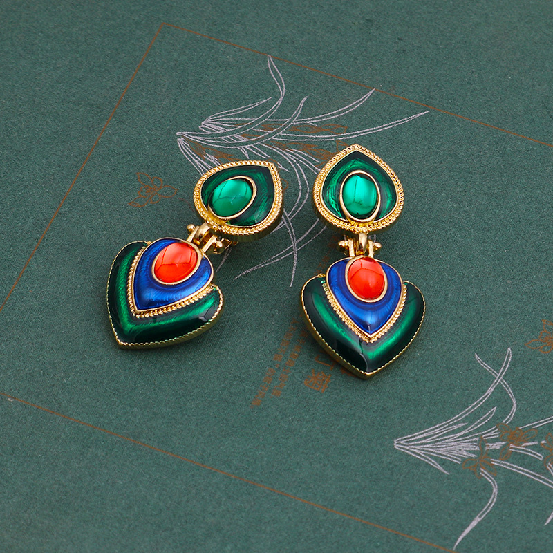 1 Pair Elegant Vintage Style Geometric Enamel Alloy Drop Earrings display picture 7