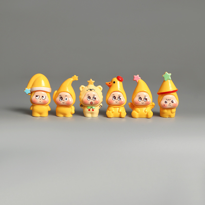 Cartoon Star Man 3D Resin Figurine Craft Cute Ornament for Desktop and Car Decoration, Keychain and Bag Pendant