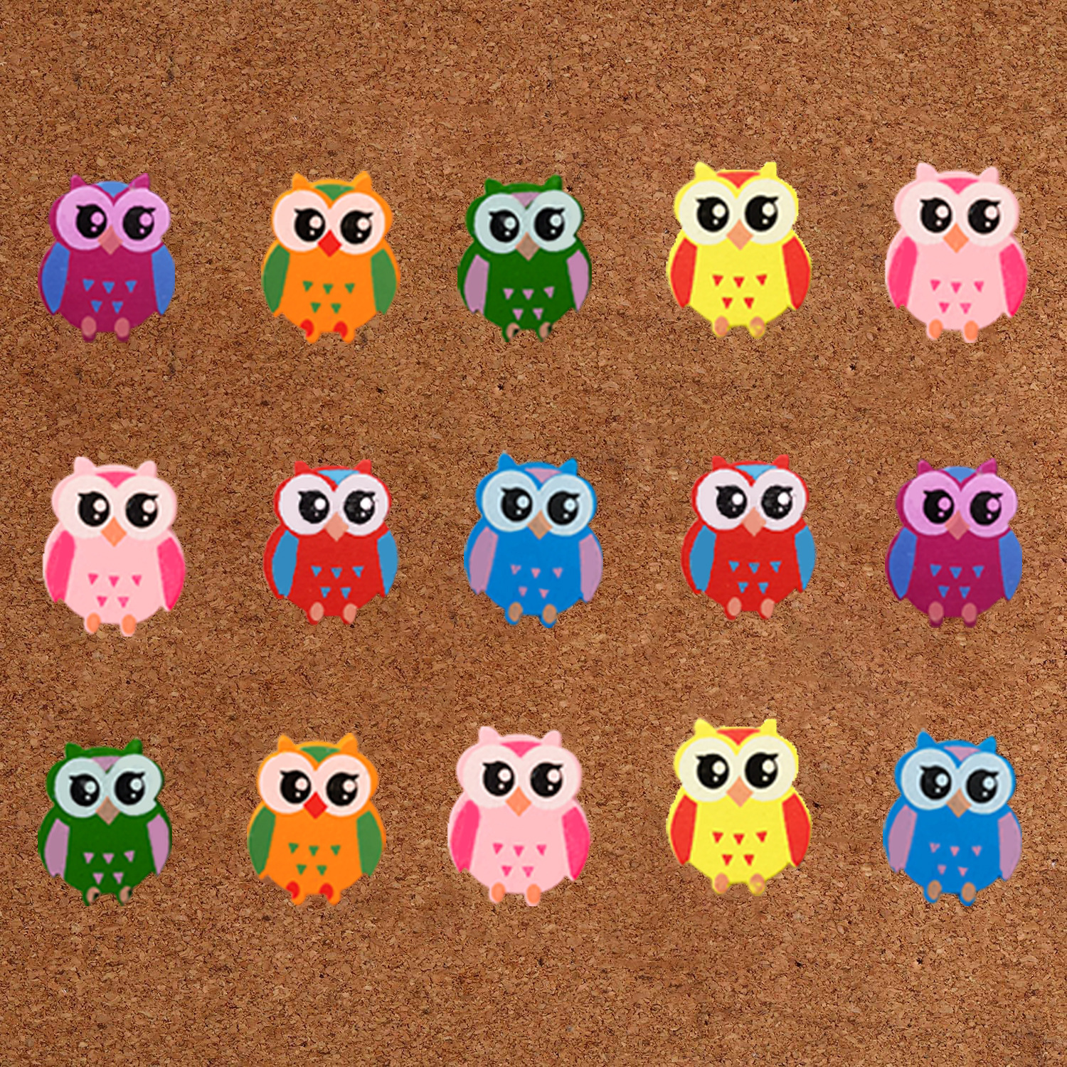 30 Unids creativo búho de siete colores decoración de la pared en forma de H de dibujos animados de uñas lindo metal pasador de madera