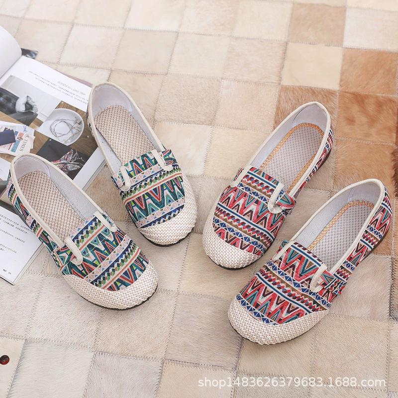 Тканевая обувь Old Beijing, повседневная парусиновая обувь в этническом стиле, износостойкая обувь для мам среднего и пожилого возраста, женские туфли без шнуровки, лоферы