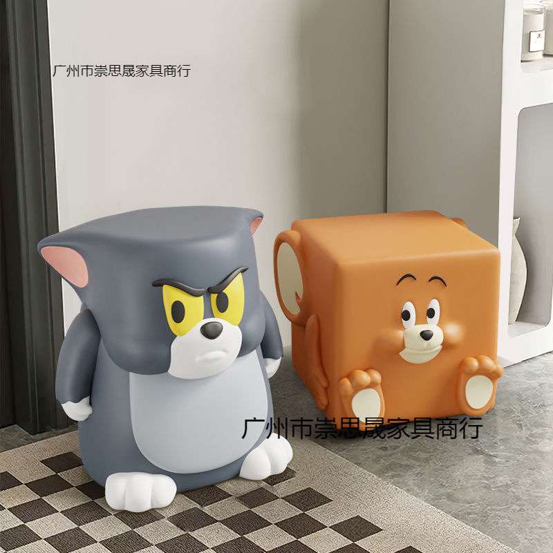 卡通小凳子猫老鼠落地摆件客厅矮凳电视柜换鞋凳家居装饰品床头柜|undefined