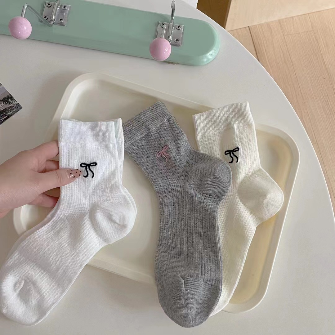 Spring summer brand breathable socks with bow