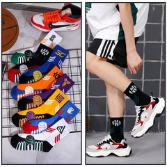 Men's Fashion Streetwear European and American Hip-Hop Off-Mid-Calf Socks Trendy Socks High-Calf White Sports Basketball Socks
