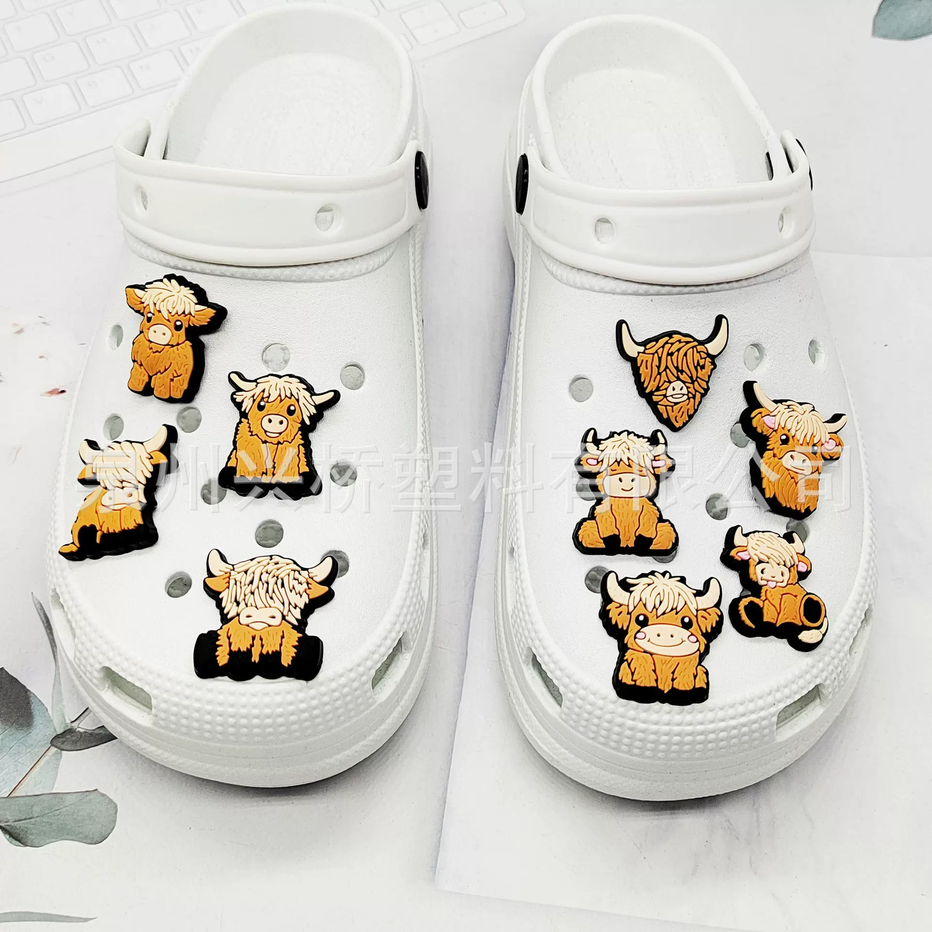 苏格兰高地牛鞋花洞洞鞋扣鞋装饰品可爱卡通动物鞋花鞋扣cross