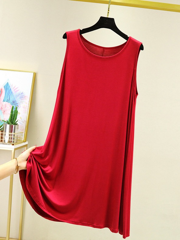 Summer Modal Tank Dress, Summer Loose Plus Size Sleeveless Dress, Nightgown, Large Swing Mid-Length Dress, Cross-Border