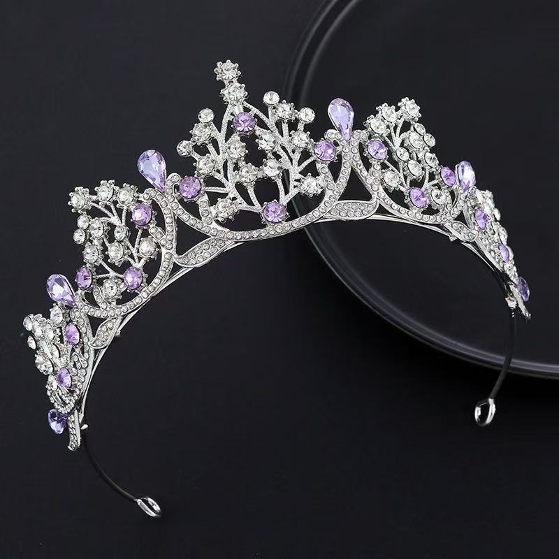 Alloy Material Crown Pattern All Seasons Season Simple Style Women's Crown Alloy Inlay Zircon Crown