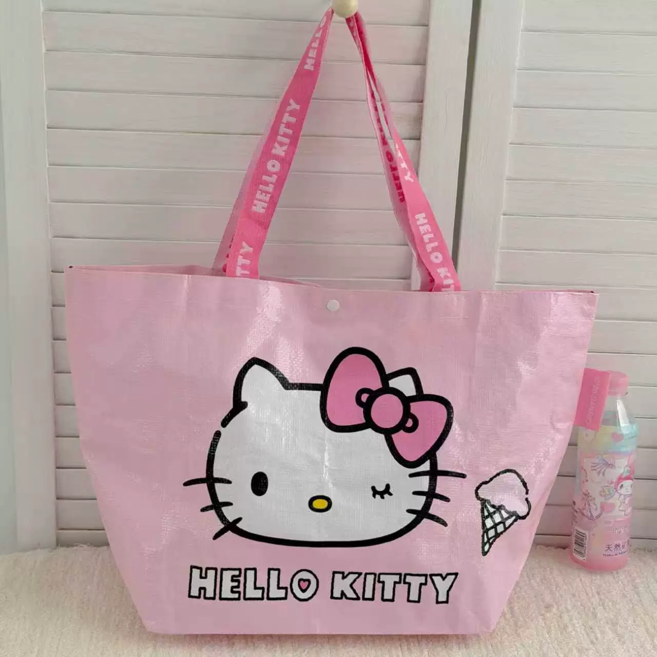 Hello kitty, настоящая ткацкая ручная сумка для покупок, складывающаяся сумка через плечо