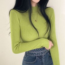 春季纯色打底衫新款半高领长袖修身显瘦简约套头毛针织衫女潮