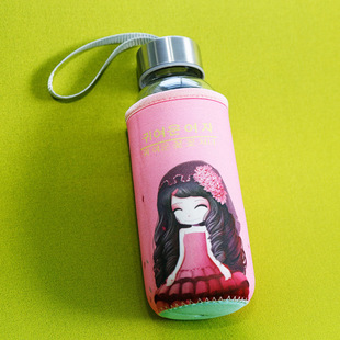 Factory store wholesale vacuum cup cover portable creative printing glass bottle cover heat insulation drop-resistant diving material cup cover
