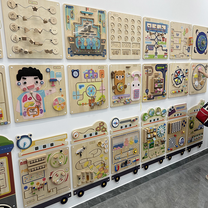 幼儿园游戏益智走廊墙面游戏玩具儿童早教构建类木质认知实木