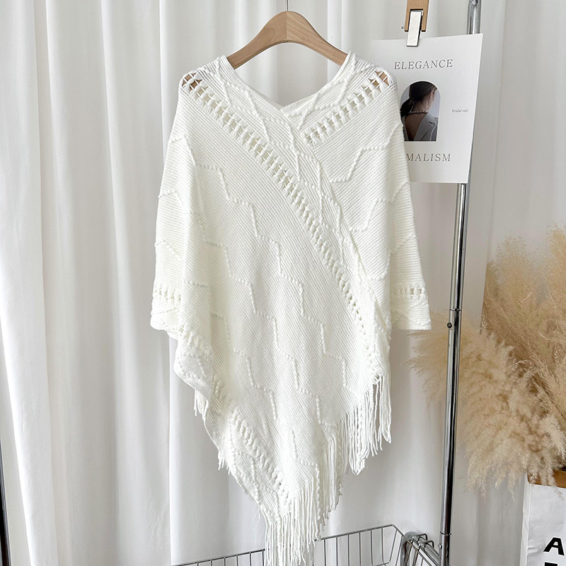 Nuevo color sólido de punto la borla mantón del Cabo las mujeres otoño y el invierno estilo Coreano versátil grueso suéter caliente capa Cabo