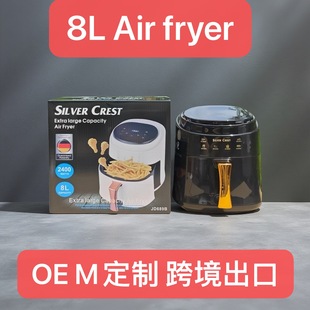 New Air Fryer 8L Stainless Steel Visual Large Capacity Electric Oven Touch Screen Multi-Function Electric Fryer Cross-Border