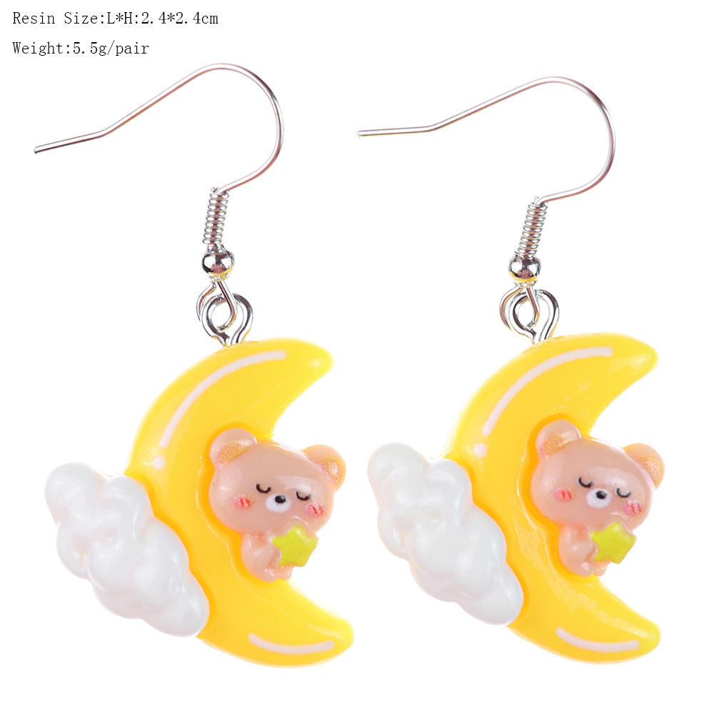 1 Pair Cartoon Style Cute Star Moon Plastic Drop Earrings display picture 2