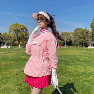 Golf Clothing Women's Quick-Drying Long-Sleeved Sun Protection Top Upf50+Golf Pink Golf Uniform Pleated Skirt Suit Summer