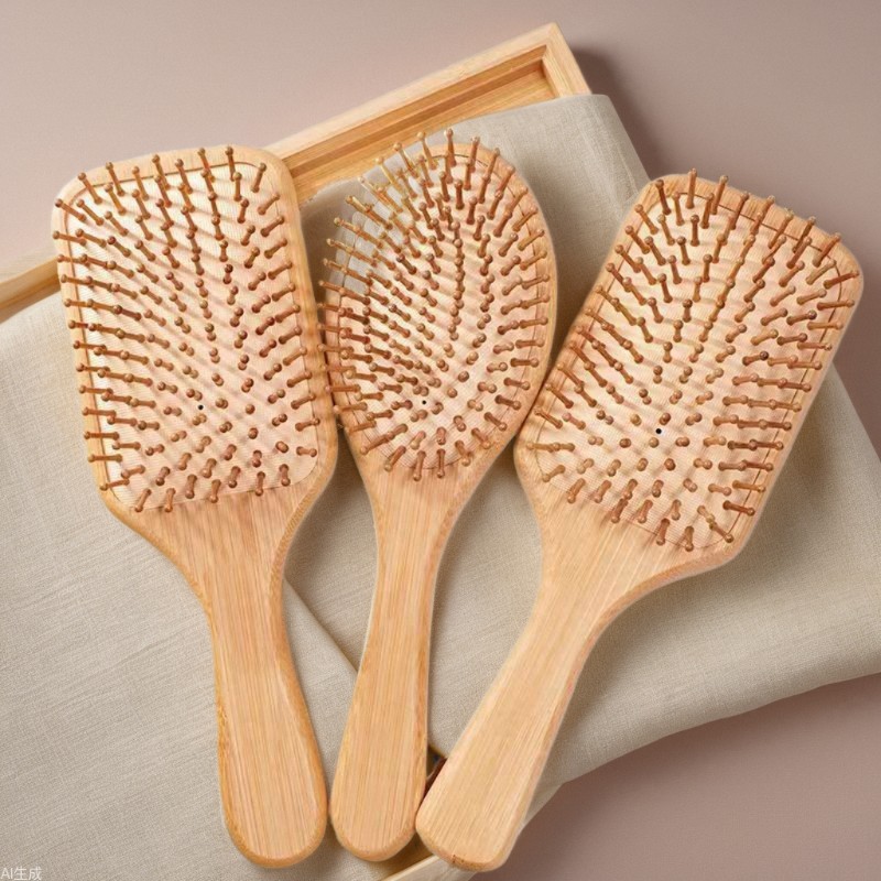 Suministro directo de fábrica de bambú cojín de aire peine redondo perlas peine dientes cuero cabelludo masaje cómodo airbag peine placa grande peine del pelo