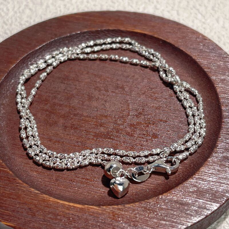 S925 Sterling Silver DIY Pull-Out Clavicle Chain Flash O Chopin Olive Bead Necklace Women's Fashion Versatile Jewelry