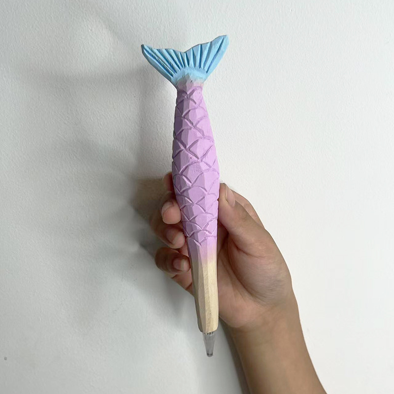 Qingmufan creativo talla de madera animal pluma artesanía regalo pluma de gel pluma talla de madera pluma de publicidad regalo