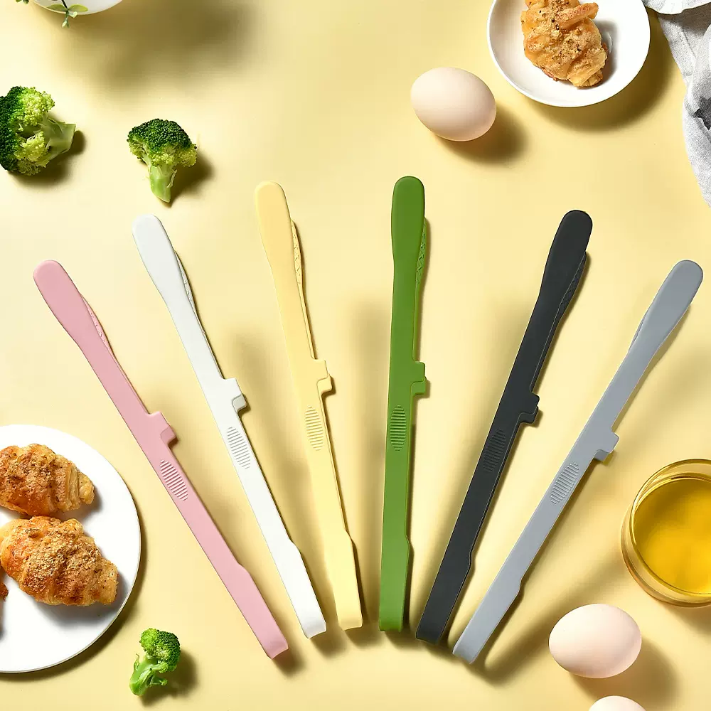 跨境现货硅胶食物夹子食品夹冰夹烧烤夹食品级韩式厨房烤肉夹