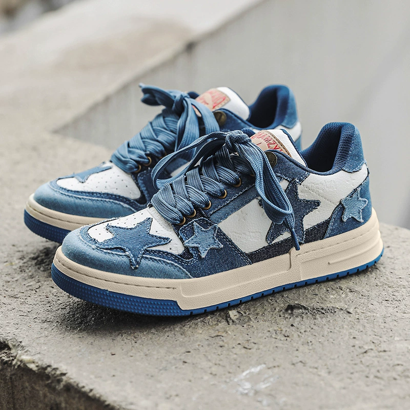 Niche ins Style Толстая подошва Пара звезд Повседневные кроссовки 2023 Весна и осень Новая Молодежная модная обувь для скейтборда