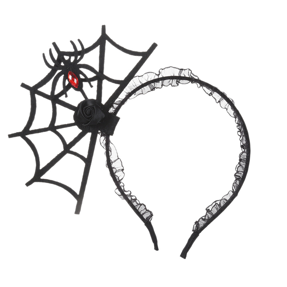Halloween tela de araña tema de cabello negro tela de araña cabello vestido espectáculo calabaza cabello gato negro