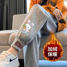 加绒加厚运动裤女秋冬季卫裤外穿小个子束脚哈伦裤大码胖mm休闲裤