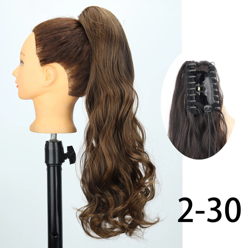 24inch ロングカーリーポニーテール高温繊維女性ビッグウェーブカーリーヘアグリップクリップポニーテールエクステンション|undefined