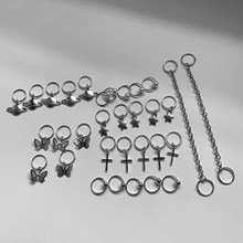 跨境欧美饰品 小脏辫编发头饰十字架星球蝴蝶链条吊坠发夹配饰女