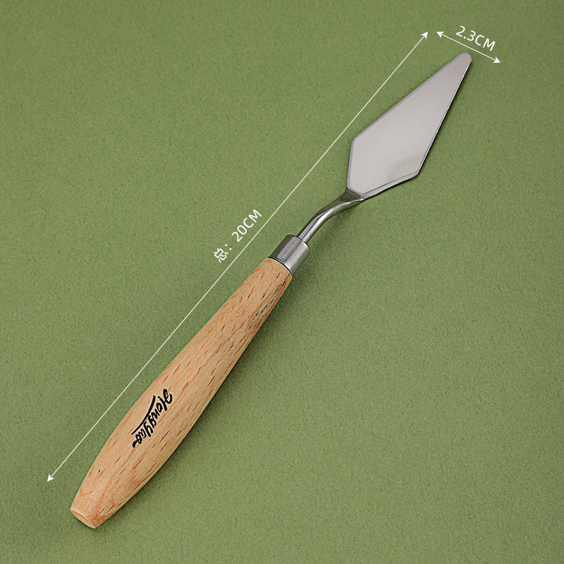 Raspador de arte, juego de cuchillo de pintura al óleo único, raspador de pintura de gouache de madera grande de acero inoxidable, herramienta manual